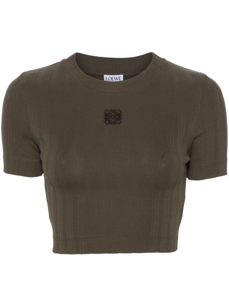 Green Anagram-embroidered Cropped T-shirt