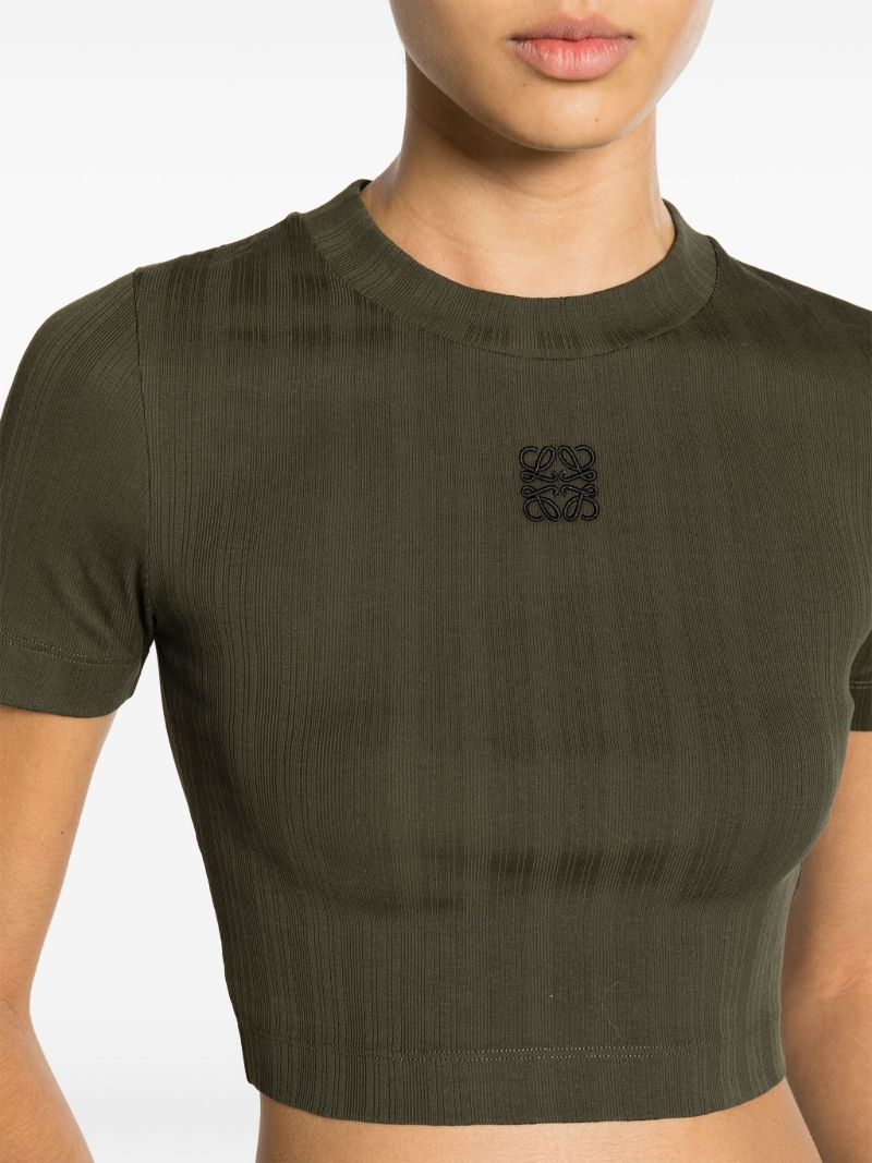 Green Anagram-embroidered Cropped T-shirt
