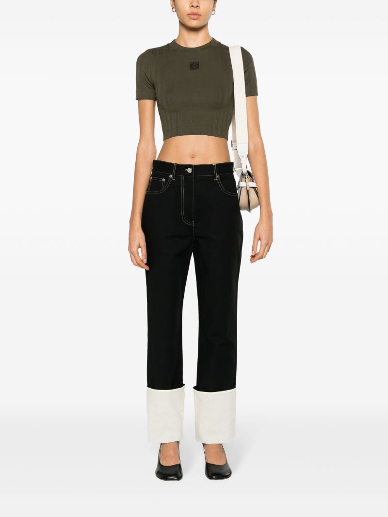 Green Anagram-embroidered Cropped T-shirt