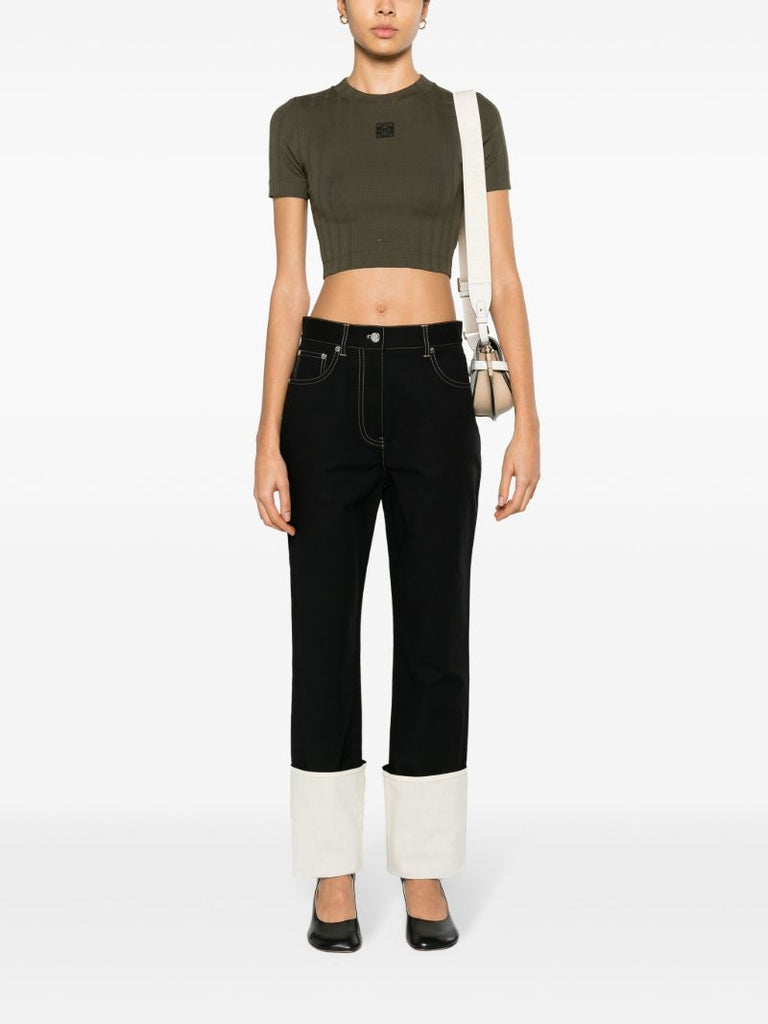 Green Anagram-embroidered Cropped T-shirt
