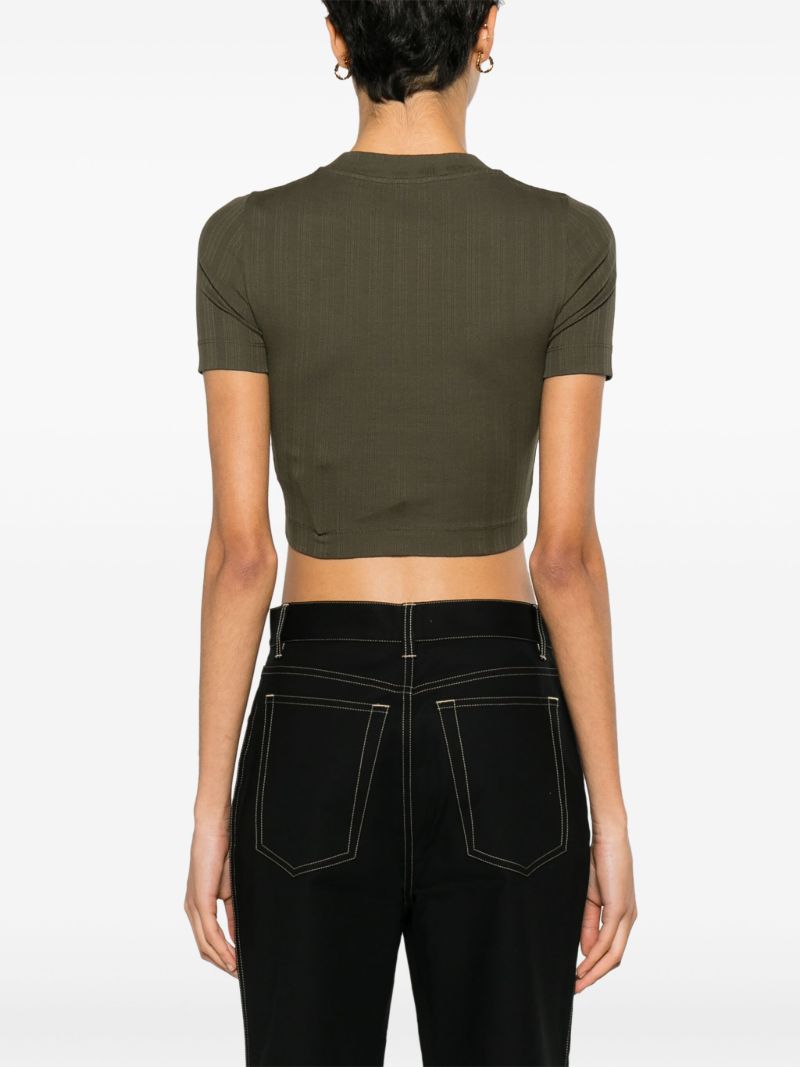 Green Anagram-embroidered Cropped T-shirt