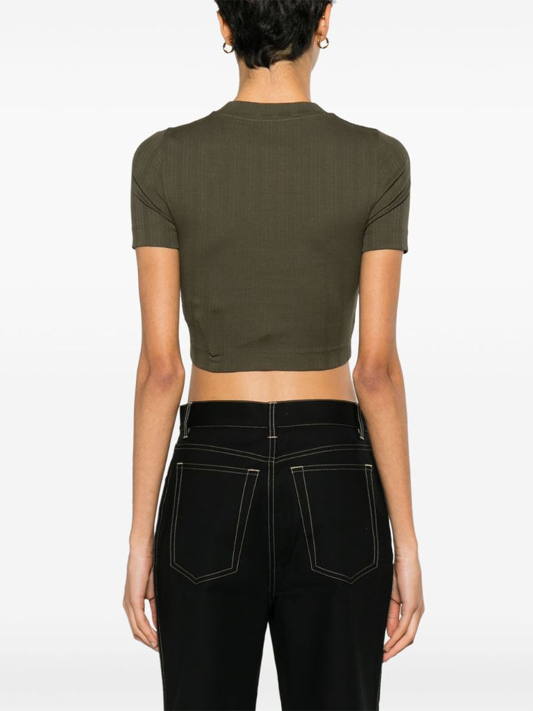 Green Anagram-embroidered Cropped T-shirt