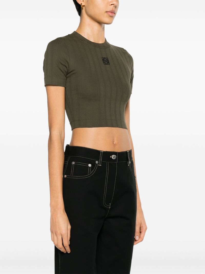 Green Anagram-embroidered Cropped T-shirt
