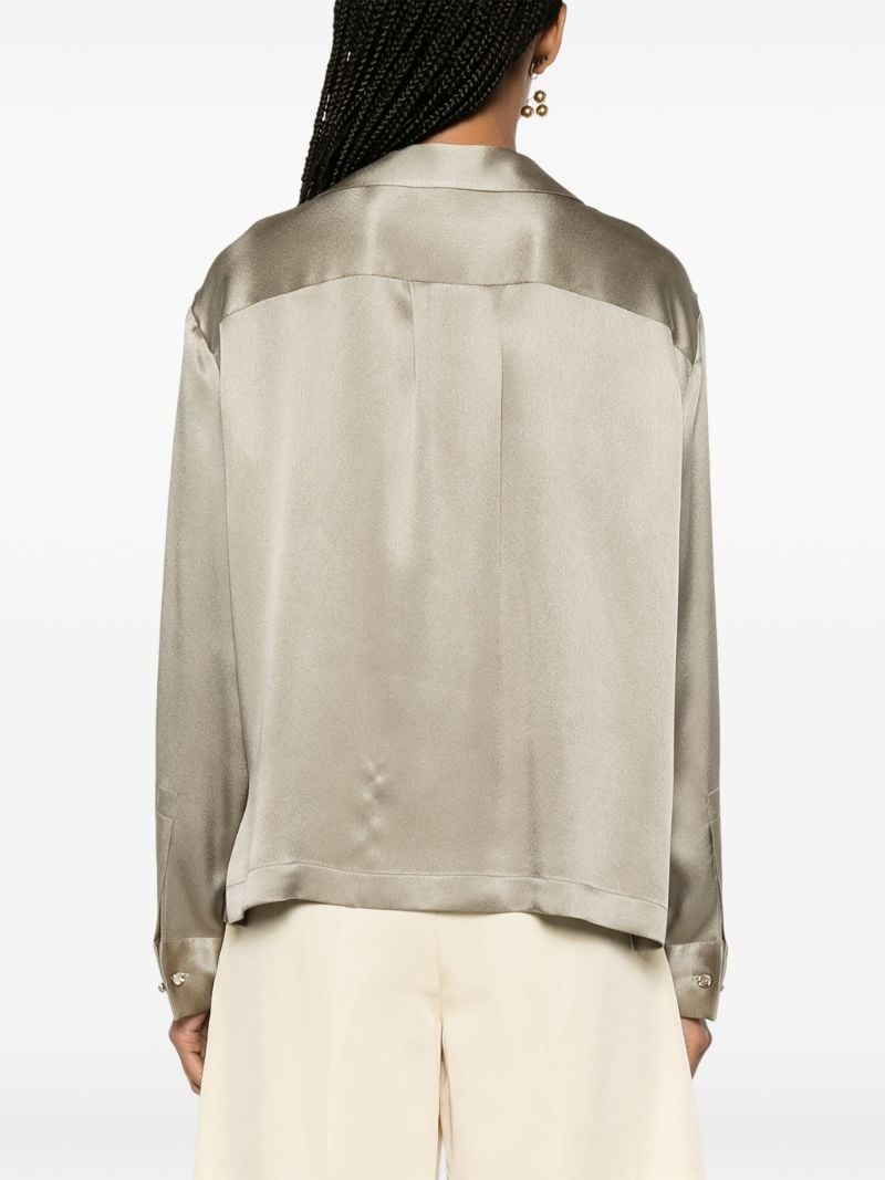 Green Anagram-embroidered Silk Shirt