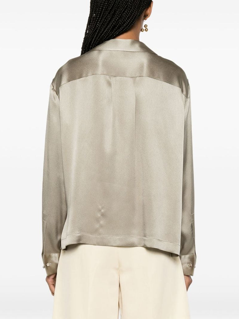 Green Anagram-embroidered Silk Shirt