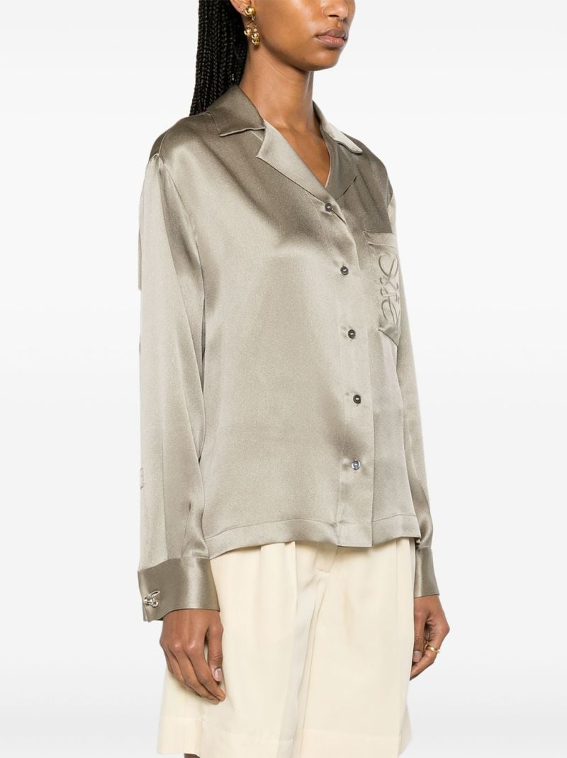 Green Anagram-embroidered Silk Shirt