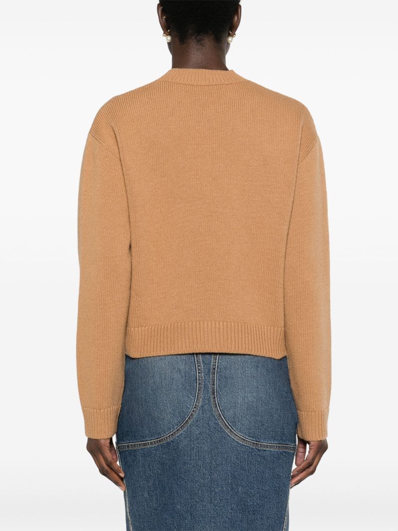 Brown Logo-intarsia Wool Jumper
