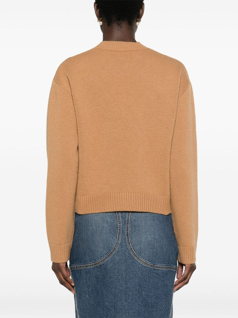 Brown Logo-intarsia Wool Jumper