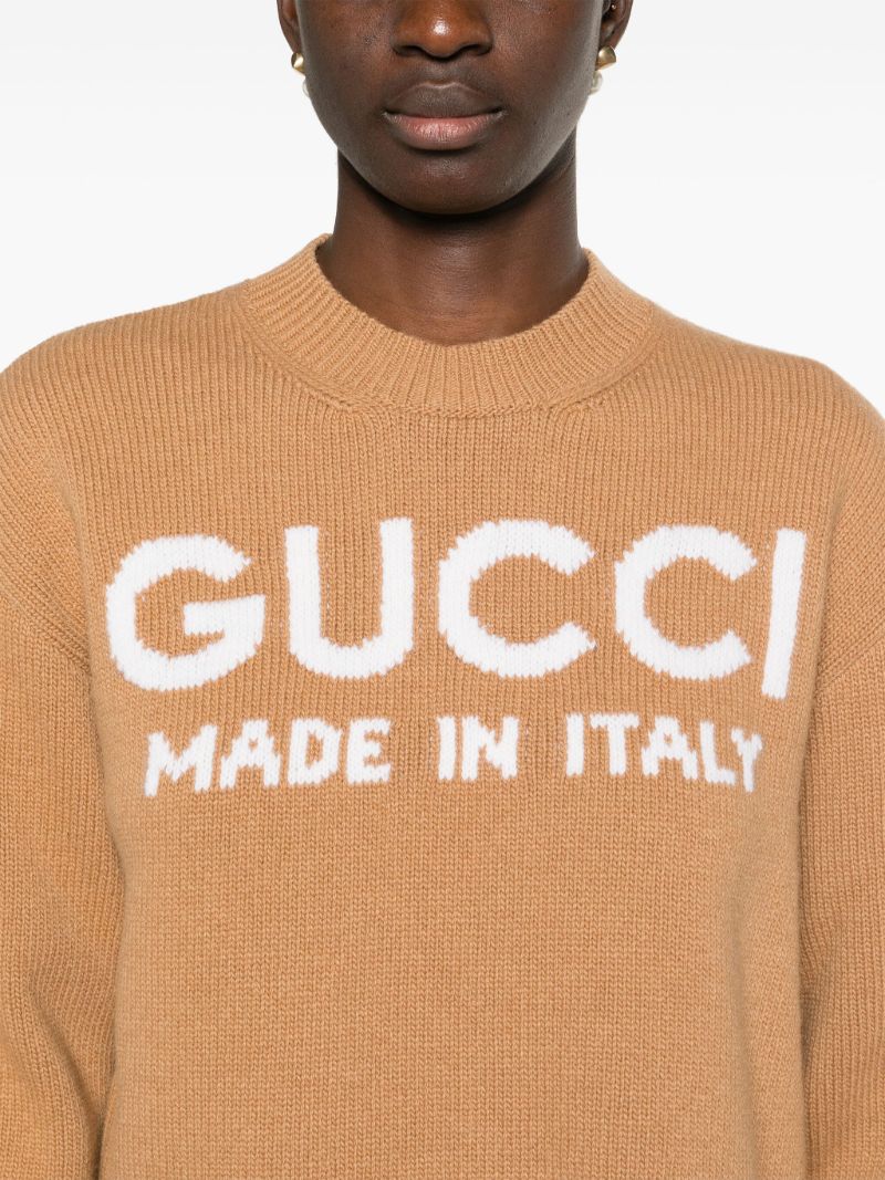 Brown Logo-intarsia Wool Jumper