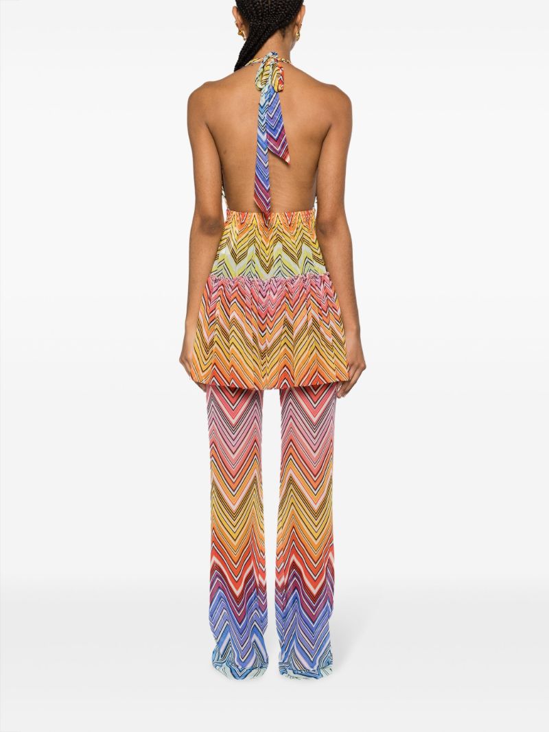 Multicolour Zigzag Halterneck Minidress