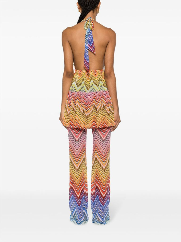 Multicolour Zigzag Halterneck Minidress