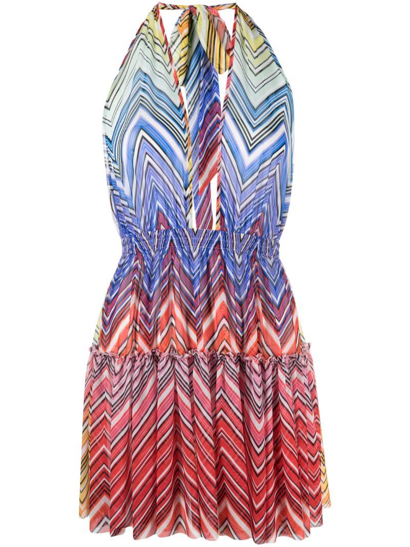 Multicolour Zigzag Halterneck Minidress
