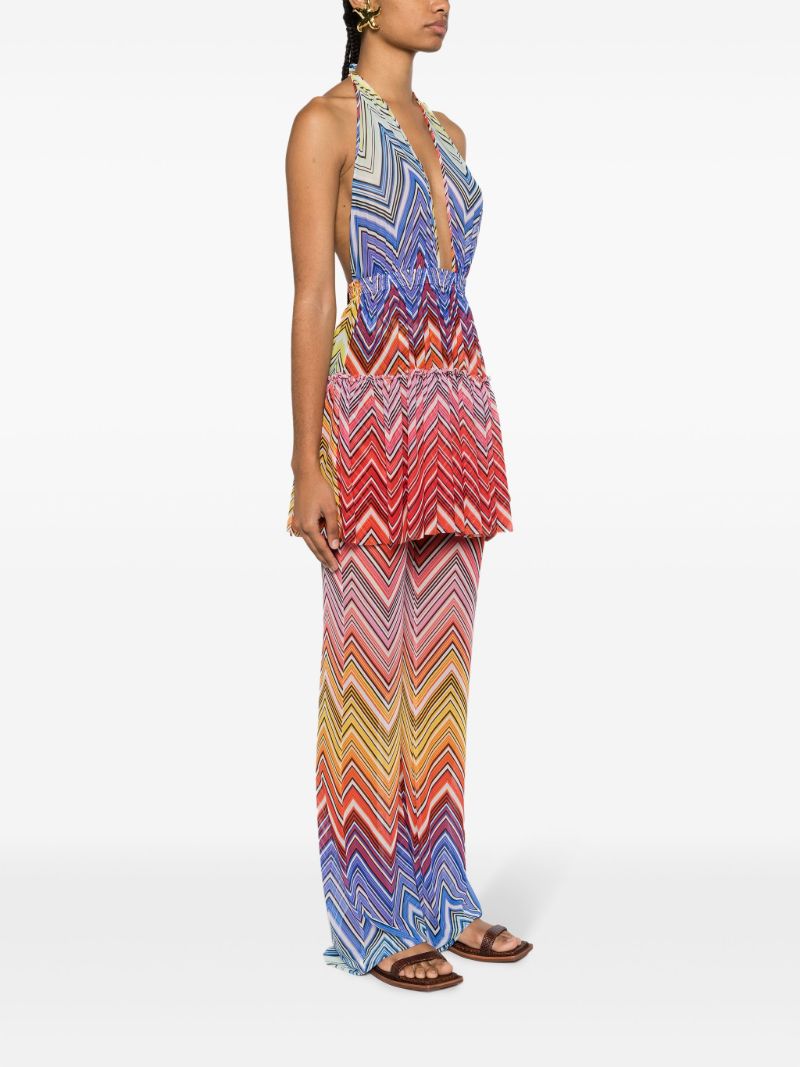 Multicolour Zigzag Halterneck Minidress