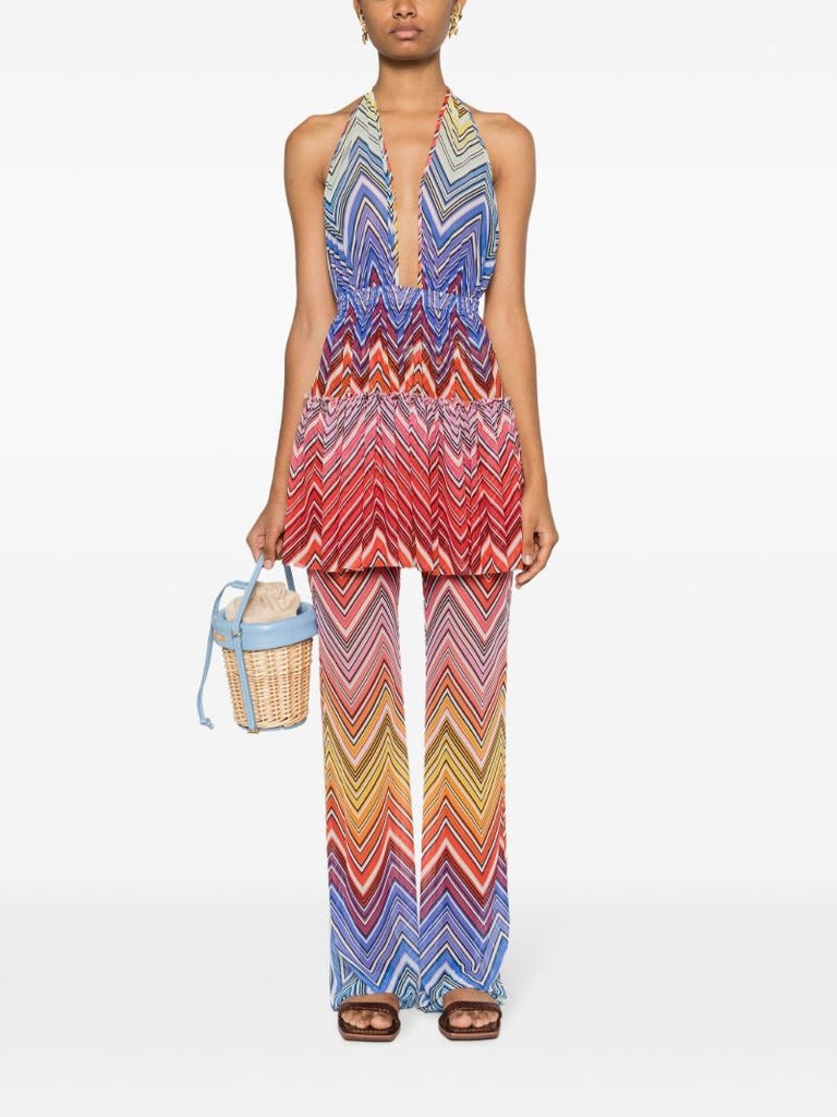 Multicolour Zigzag Halterneck Minidress