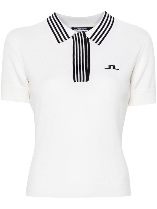 White Lucie Knitted Polo Shirt