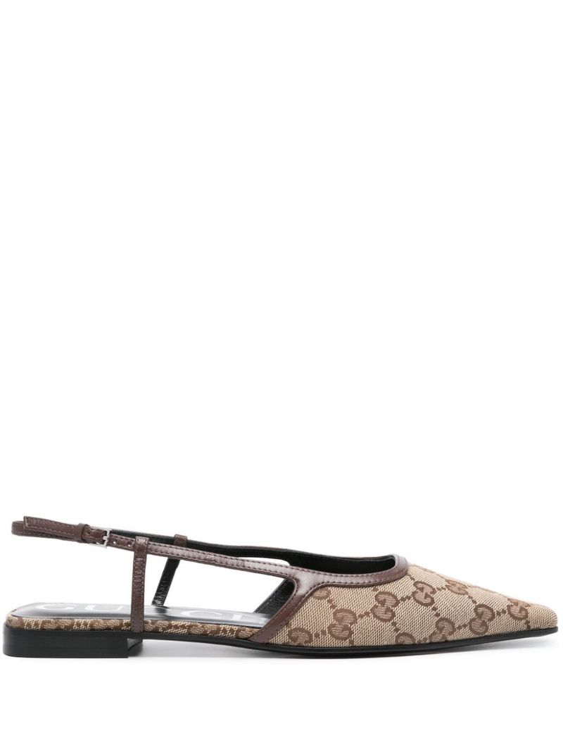 Neutral Original Gg Canvas Ballerina Shoes