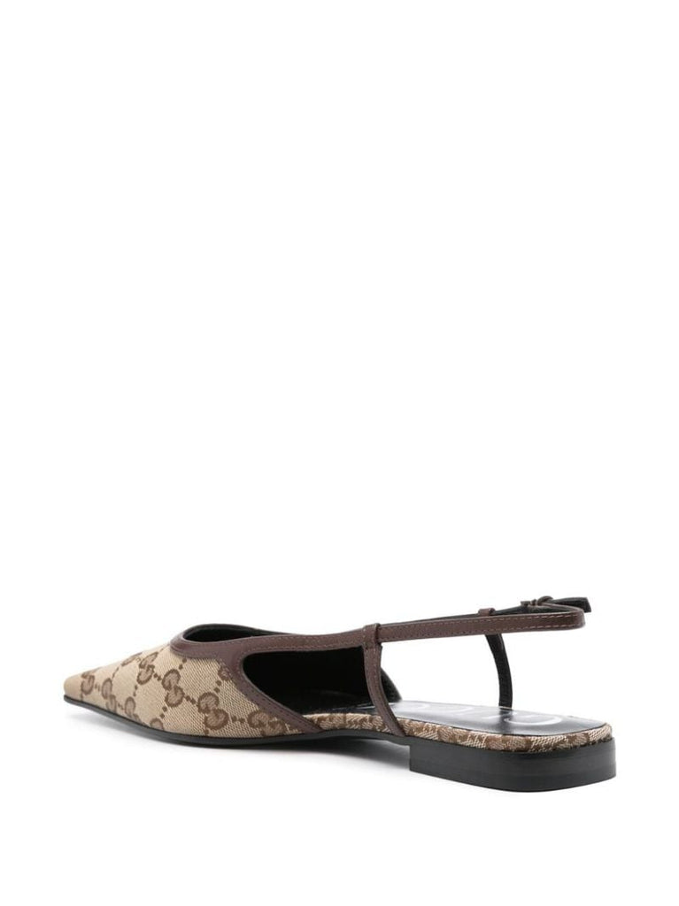 Neutral Original Gg Canvas Ballerina Shoes