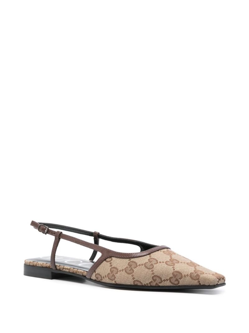 Neutral Original Gg Canvas Ballerina Shoes