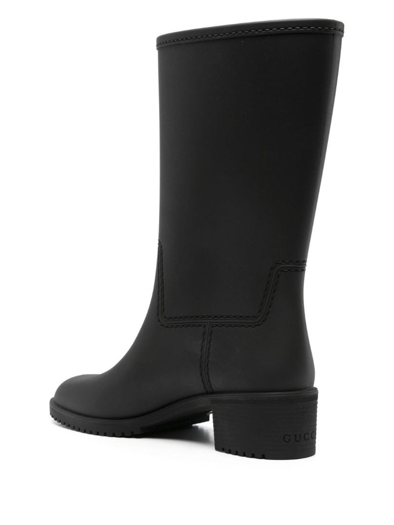 Black Double G Leather Boots