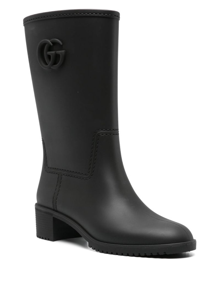 Black Double G Leather Boots