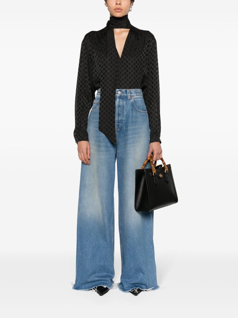 Black Gg-jacquard Satin Shirt