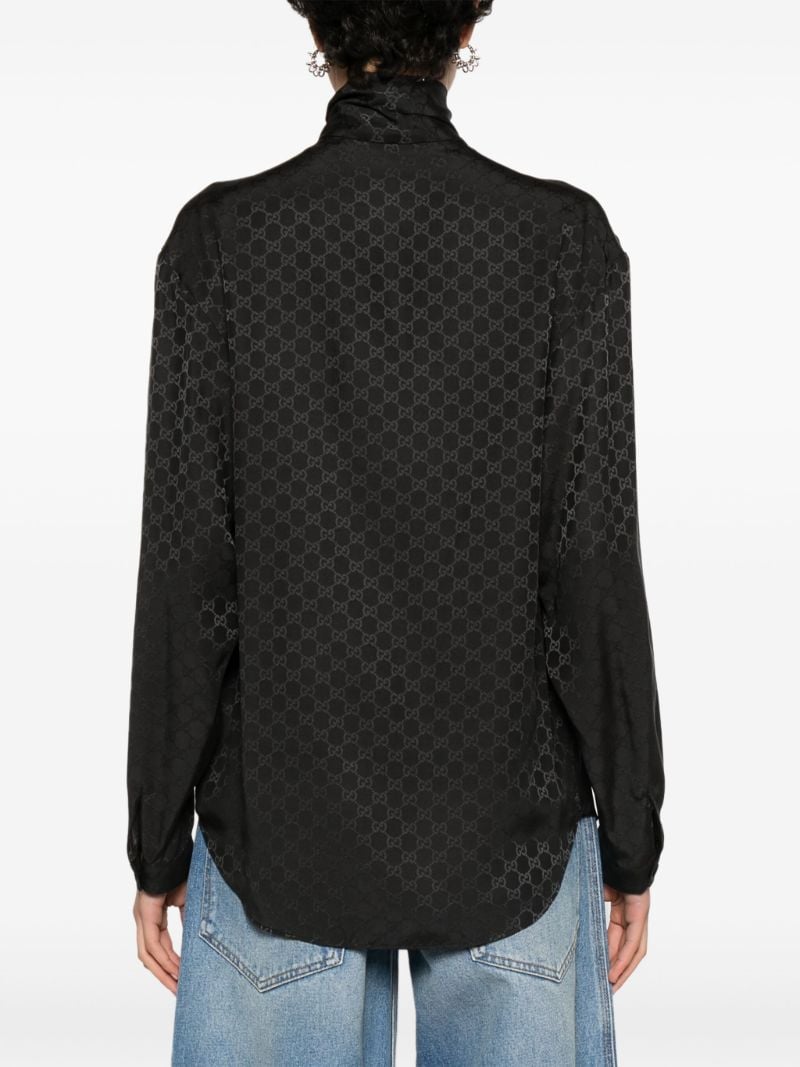 Black Gg-jacquard Satin Shirt