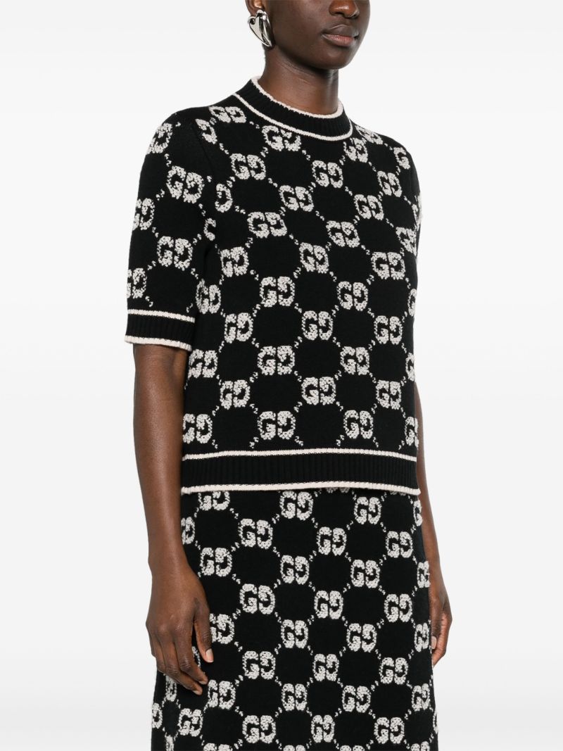 Black Gg-jacquard Wool Jumper