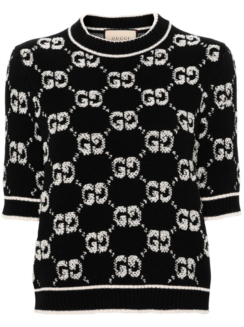 Black Gg-jacquard Wool Jumper