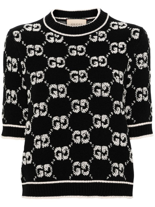 Black Gg-jacquard Wool Jumper