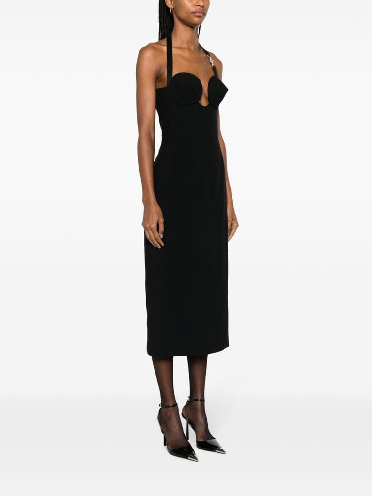 Black Halterneck Midi Dress