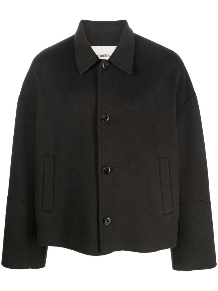 Grey Wool-silk Cropped Jacket