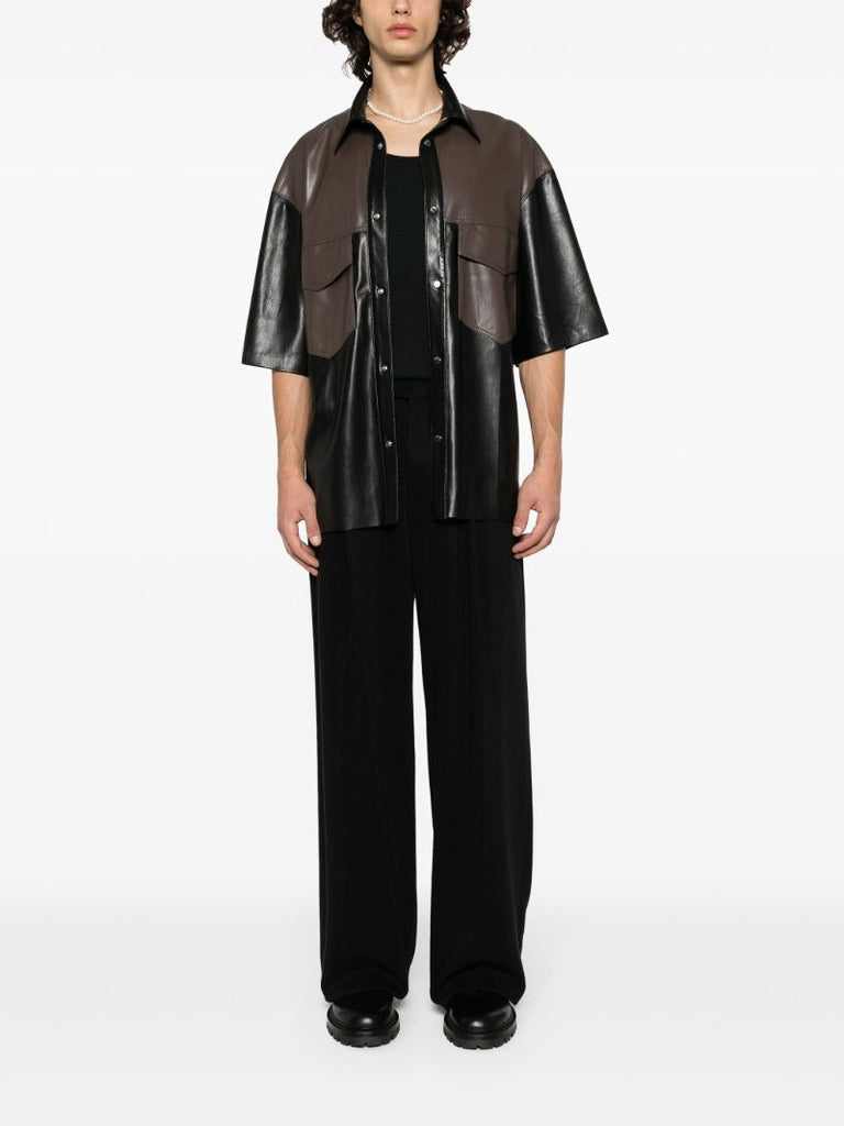 Black Mance Faux-leather Shirt