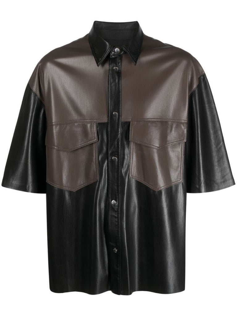 Black Mance Faux-leather Shirt