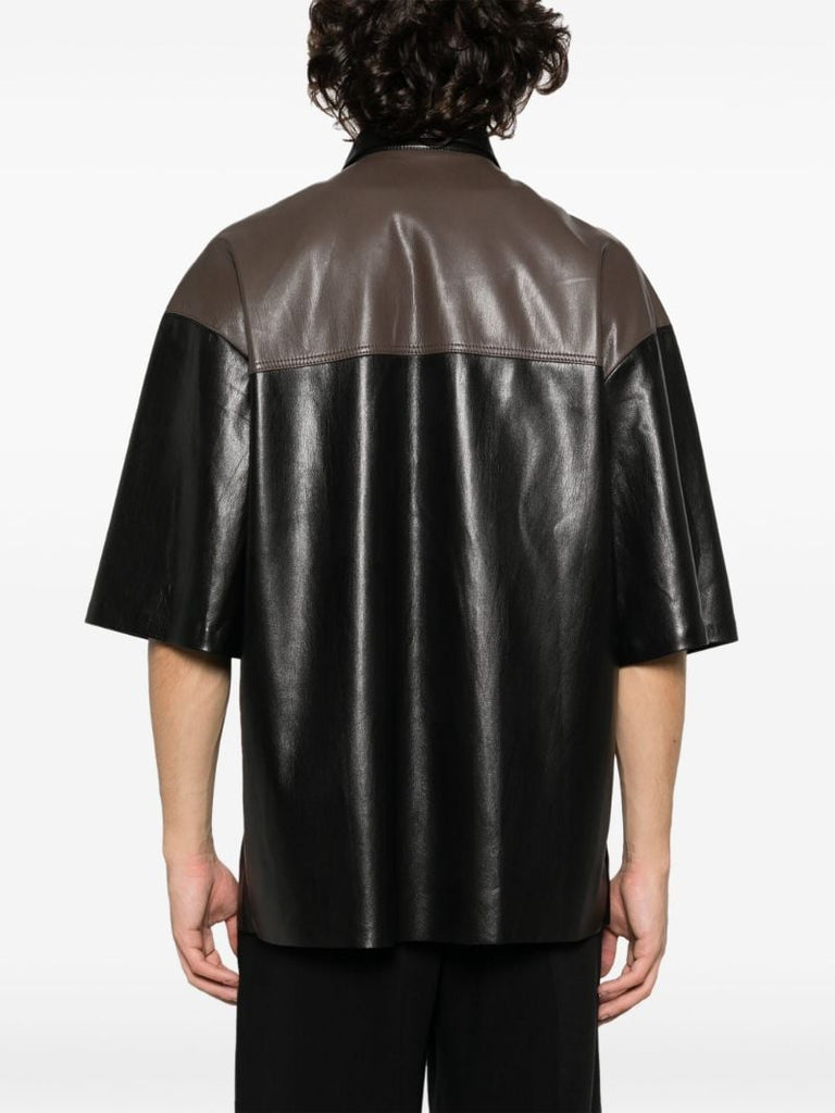 Black Mance Faux-leather Shirt