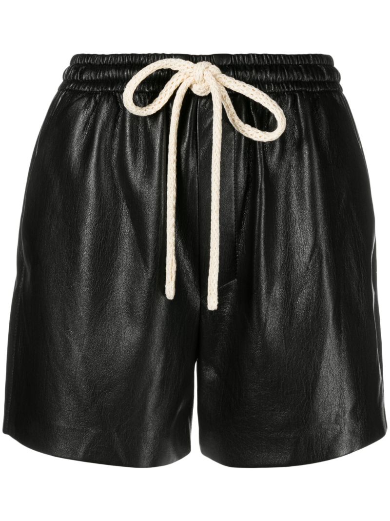 Black Faux-leather Drawstring Shorts