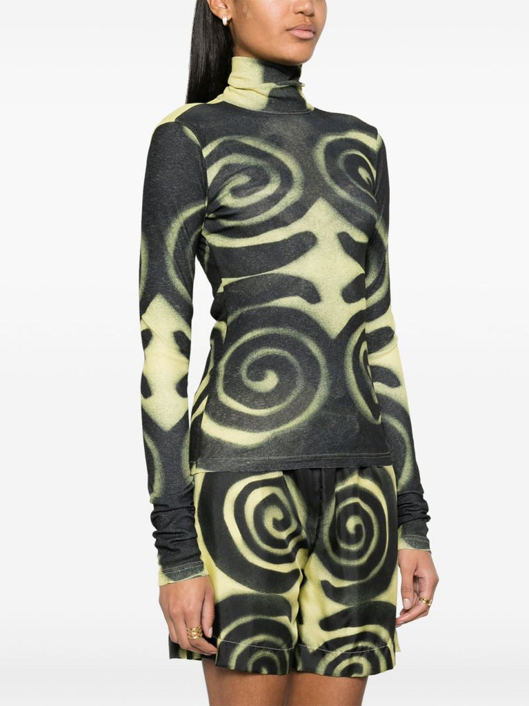 Yellow Josa Abstract-print T-shirt