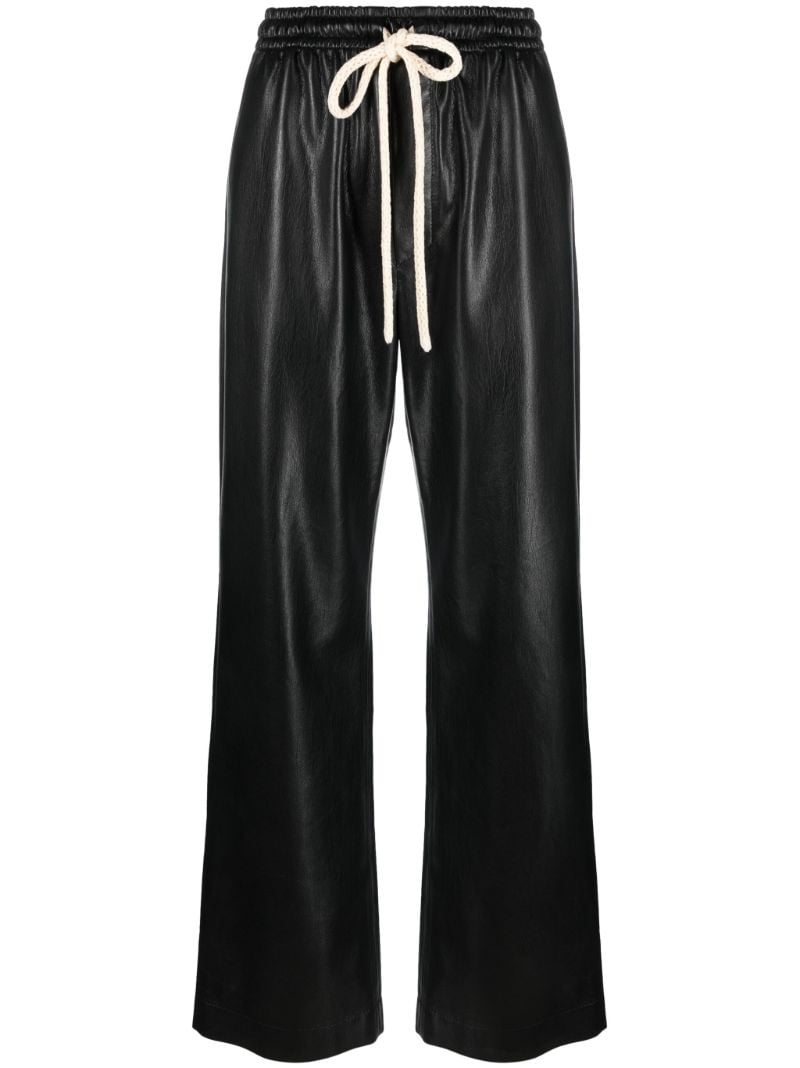 Black Gisela Faux Leather Track Pants