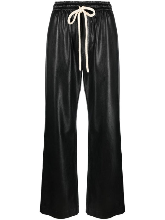 Black Gisela Faux Leather Track Pants