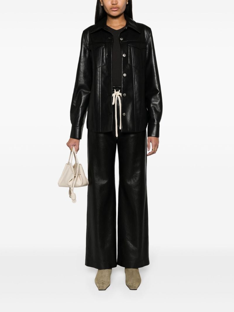 Black Gisela Faux Leather Track Pants