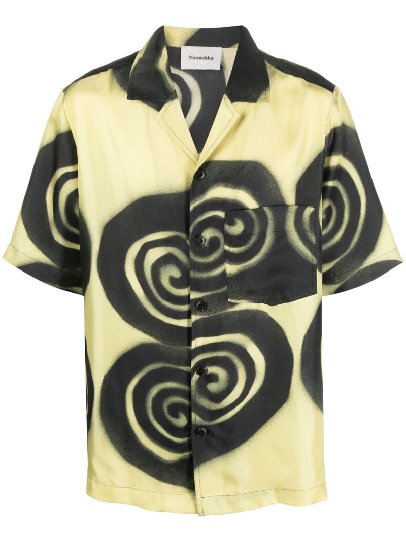 Yellow Graphic-print Silk Shirt