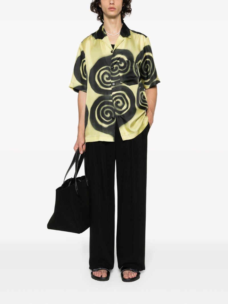Yellow Graphic-print Silk Shirt