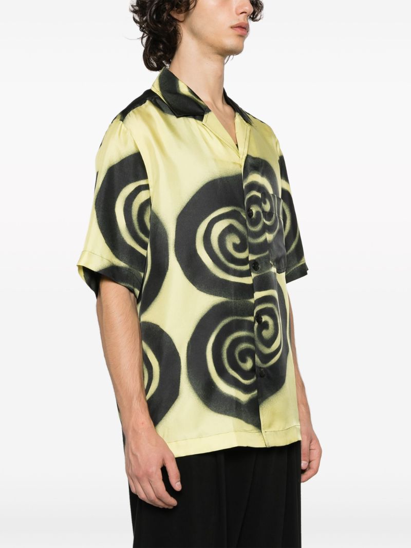 Yellow Graphic-print Silk Shirt