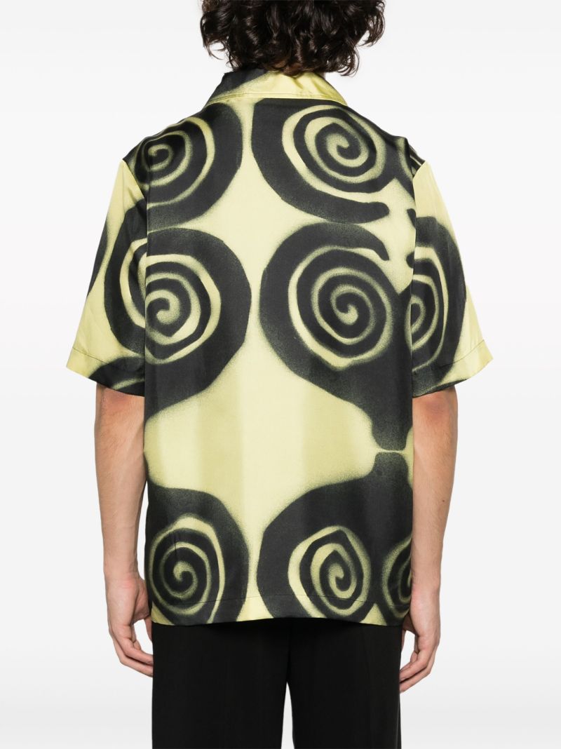 Yellow Graphic-print Silk Shirt