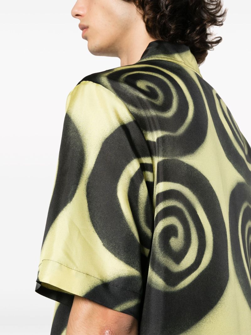 Yellow Graphic-print Silk Shirt