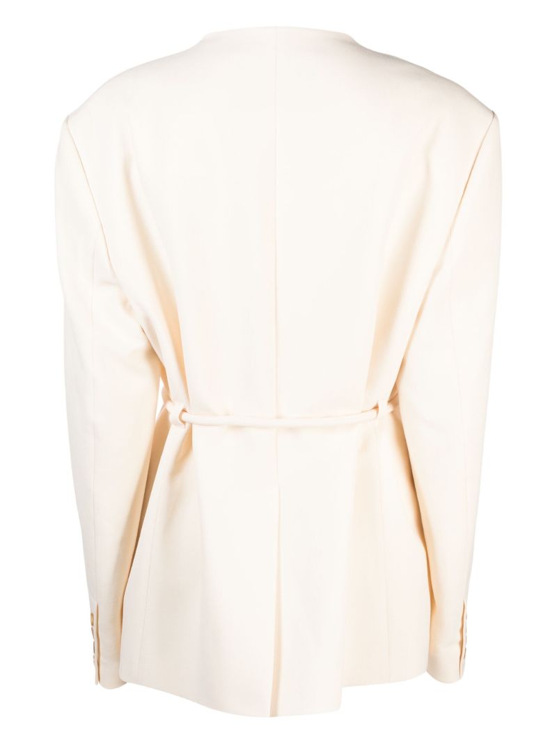 White Fem Belted Blazer