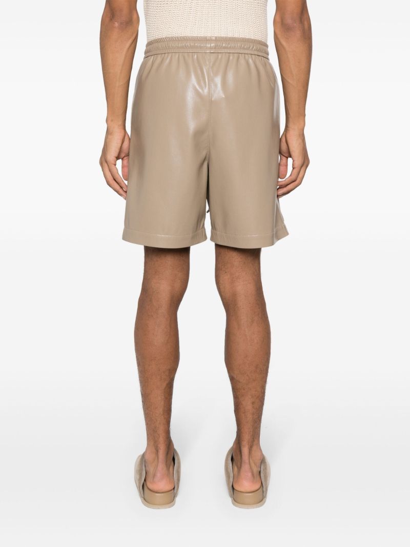 Neutral Elasticated-waist Faux-leather Shorts
