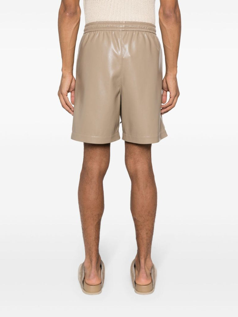 Neutral Elasticated-waist Faux-leather Shorts