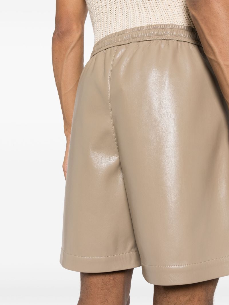 Neutral Elasticated-waist Faux-leather Shorts