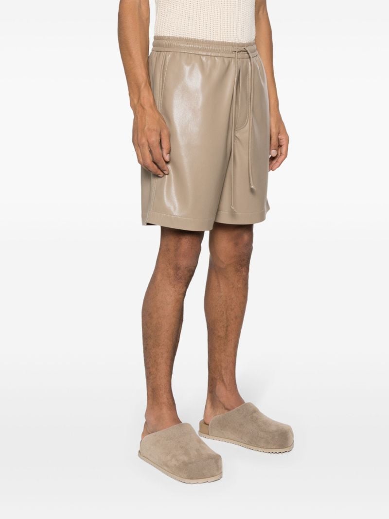 Neutral Elasticated-waist Faux-leather Shorts