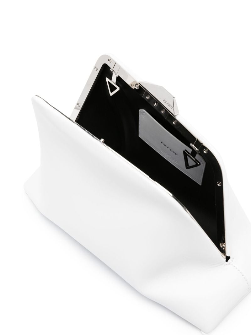 White Day Off Leather Clutch Bag